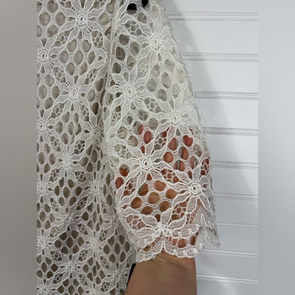 JAX women’s champagne gold & floral ivory lace overlay shift dress. Size 12. NWT - Picture 4 of 9